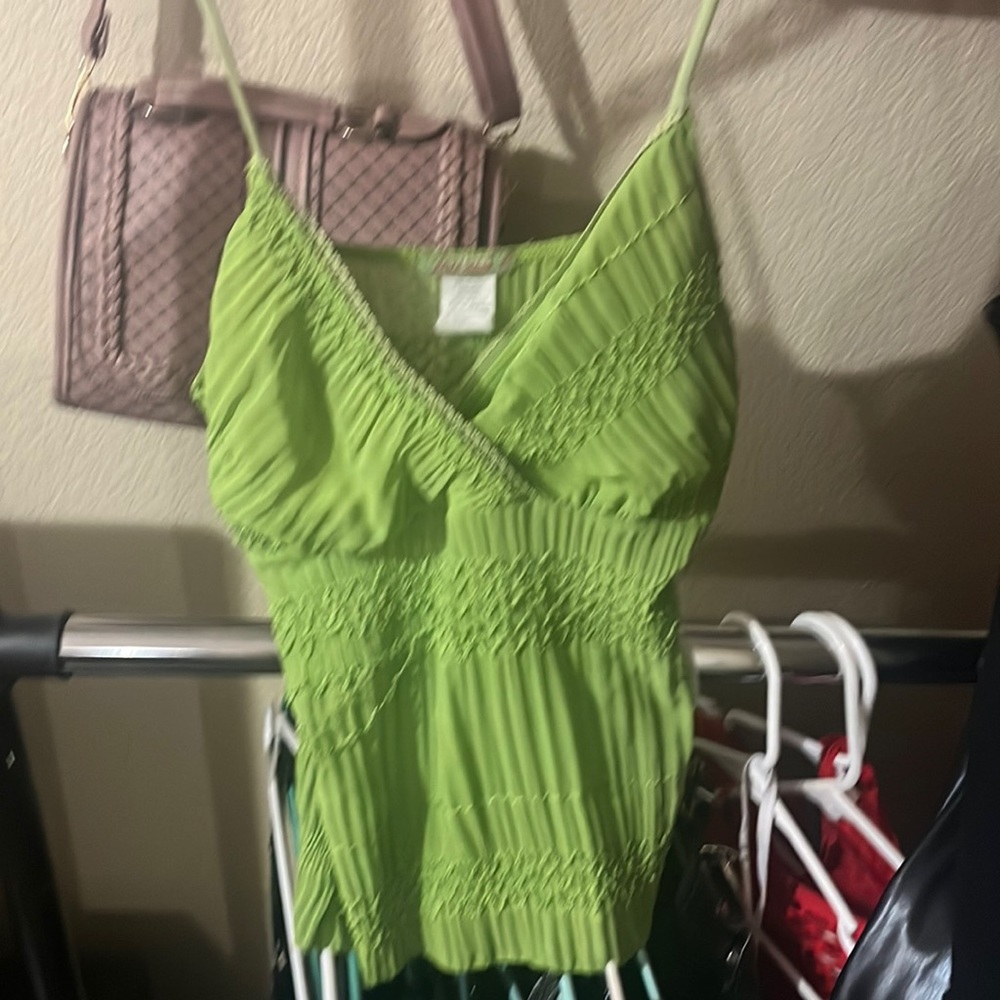 Wet Seal Green Blouse with Elegant Pleats